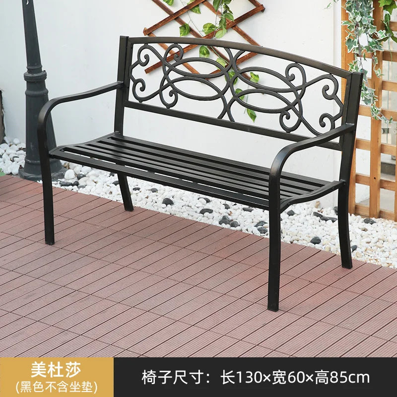 Practical Rustic Waterproof Furniture Cast IronBackrest  Iron Public Leisure Seating Metal Outdoor Garden Patio Park Bench