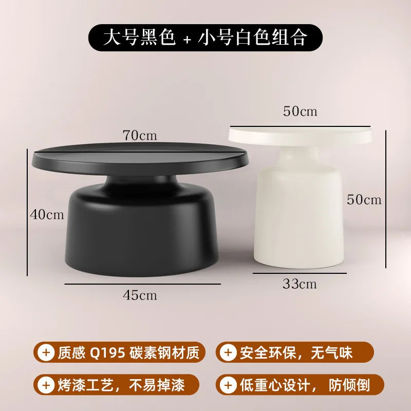 Cream apartment Nordic coffee table living room household small apartment simple Internet celebrity wrought iron modern round