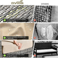 Patio Furniture Set, 5 Pieces Outdoor Wicker Sofa Couch with Chairs, Ottomans and Comfy Cushions, All Weather High