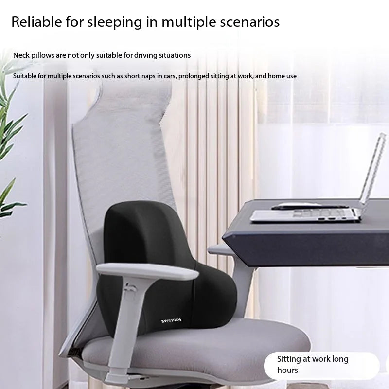 Car Neck Pillow Memory Foam Headrest Cushion Breathable Lumbar Back Support Pillow Relieve Fatigue for Car Seat Office Chair