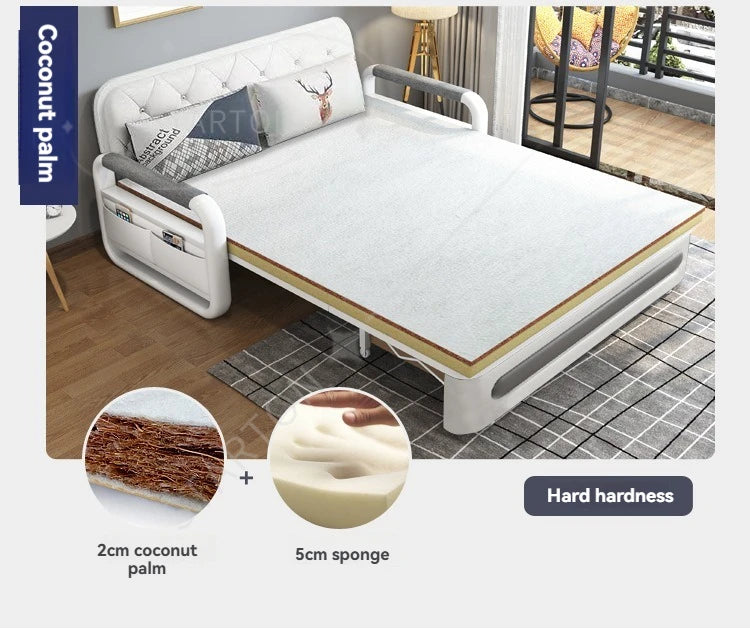 Foldable Living Room Multifunctional Sofa Bed Fabric Sponge Filled Sitting and Lying Sofa Bed With Storage