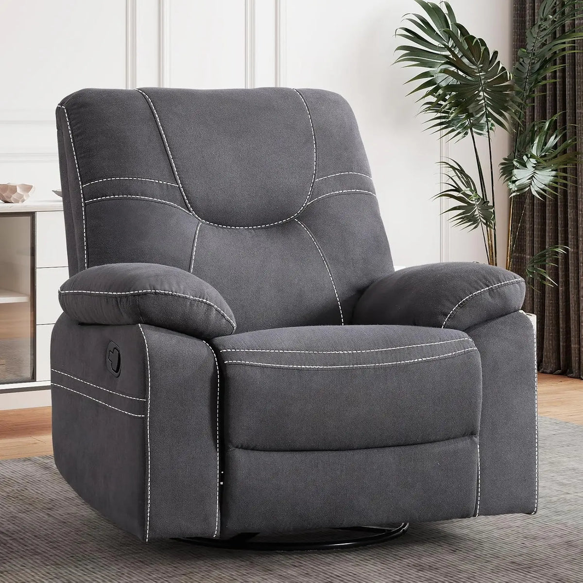 360° Swivel Rocker Recliner Chair For Adults, Manual RockingRecliner Chair With Overstuffed Backrest And Armrests,, Customized