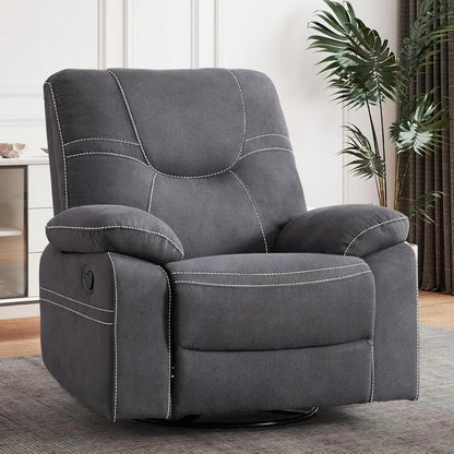 360° Swivel Rocker Recliner Chair For Adults, Manual RockingRecliner Chair With Overstuffed Backrest And Armrests,, Customized