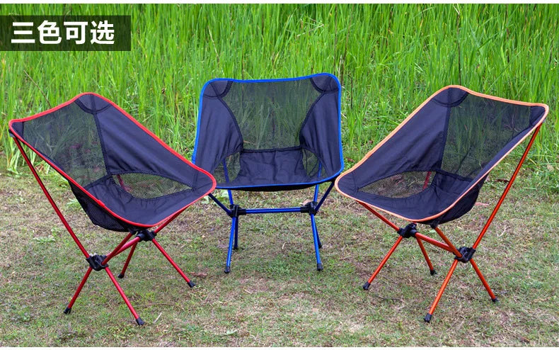 Ultra-Light Aluminum Alloy Folding Chair - Portable Outdoor Camping Fishing Beach Picnic Hiking BBQ Comfort Backrest Chair