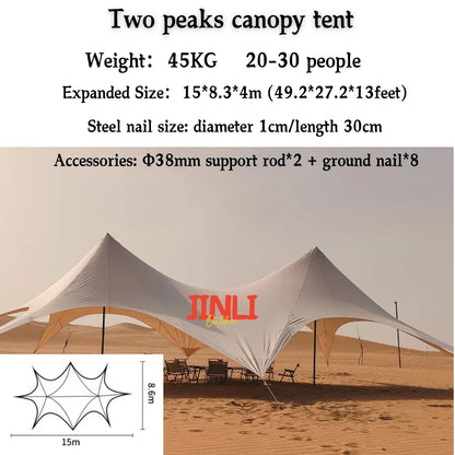 Star Canopy Tent 900D Oxford Cloth  Single Double Pole Octopus Shape Stretch Outdoor Peak Starshade for Camping And Picnics