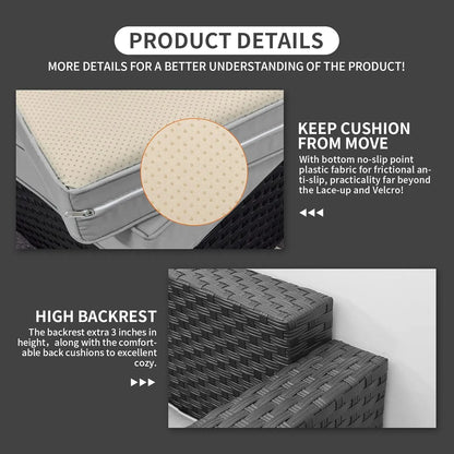 Patio Furniture Sets 7 Pieces Outdoor Furniture Sectional Patio Couches Set with Storage Table Light Grey Cushions