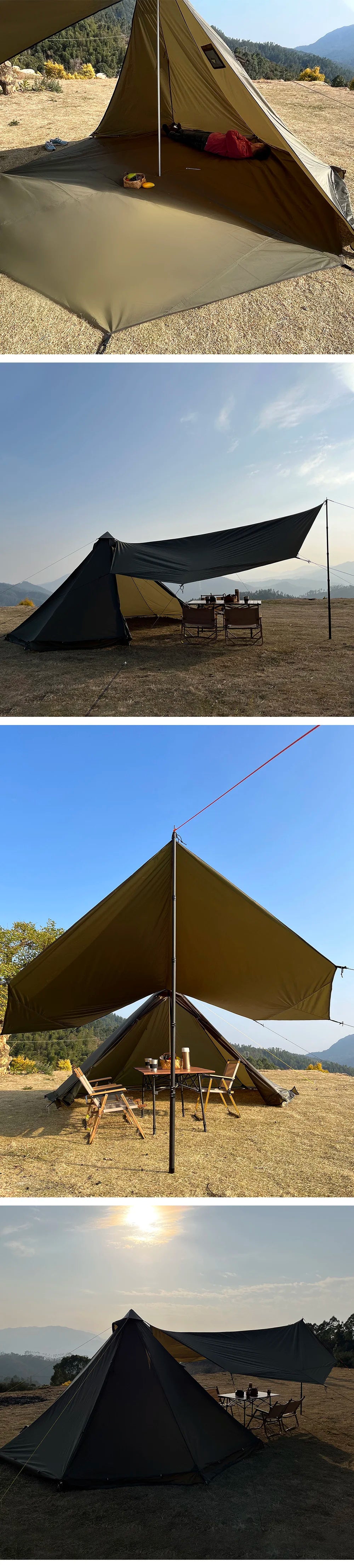4 Season Hot Tent with Stove Jack Winter Teepee Tent Waterproof Camping Tipi Tent for 2 3 4 Person Outdoor Bushcraft Hiking