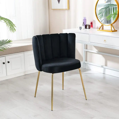 Dining Chairs Set of 2, Comfy Living Room Chairs Modern Velvet Upholstered Accent Chair for Kitchen Vanity Bedroom with Curved B