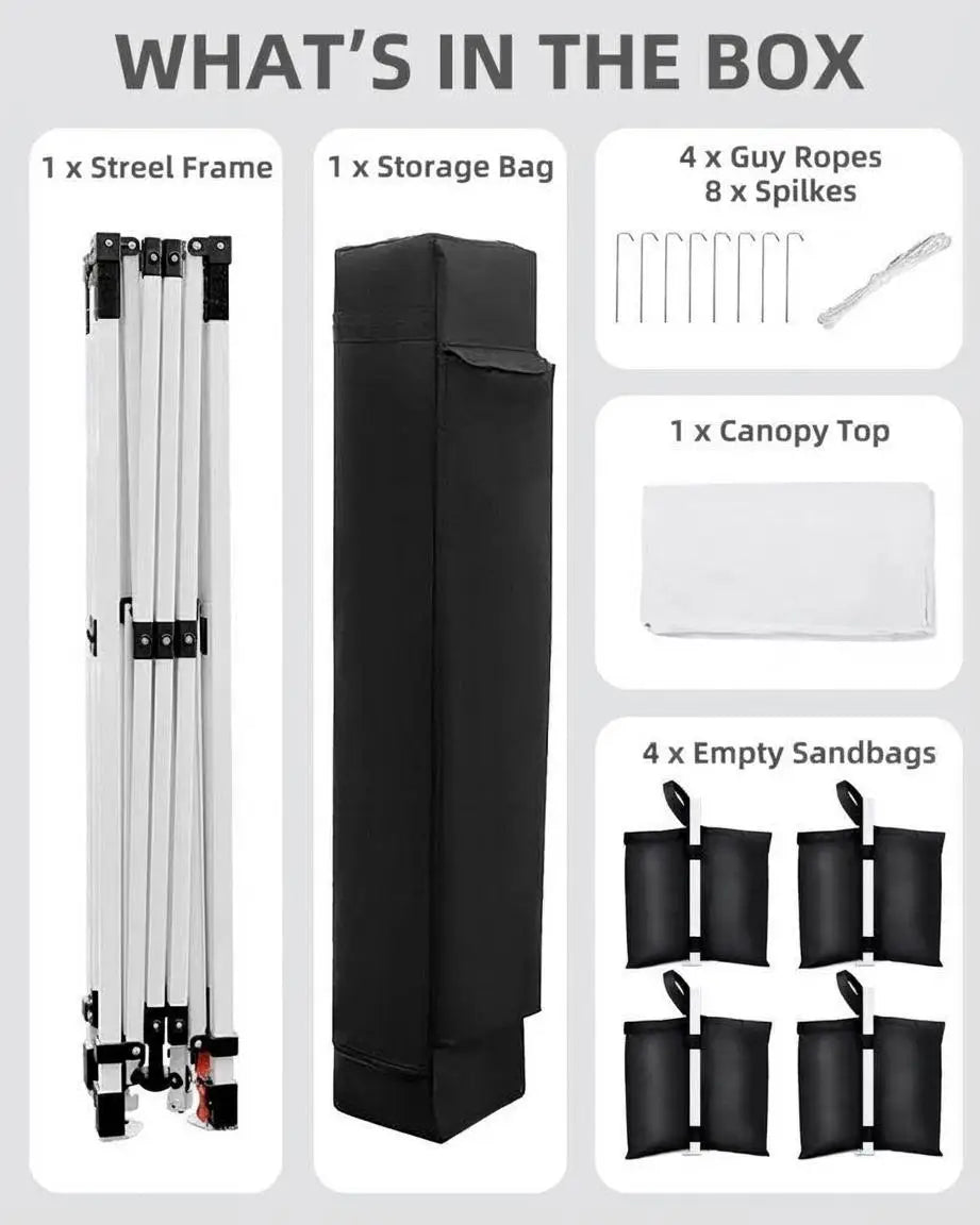 10x10 FT Pop Up Canopy Tent with 3 Adjustable Heights – Outdoor Sun Shade Shelter, 4 Sandbags & Carry Bag, for Parties & Events