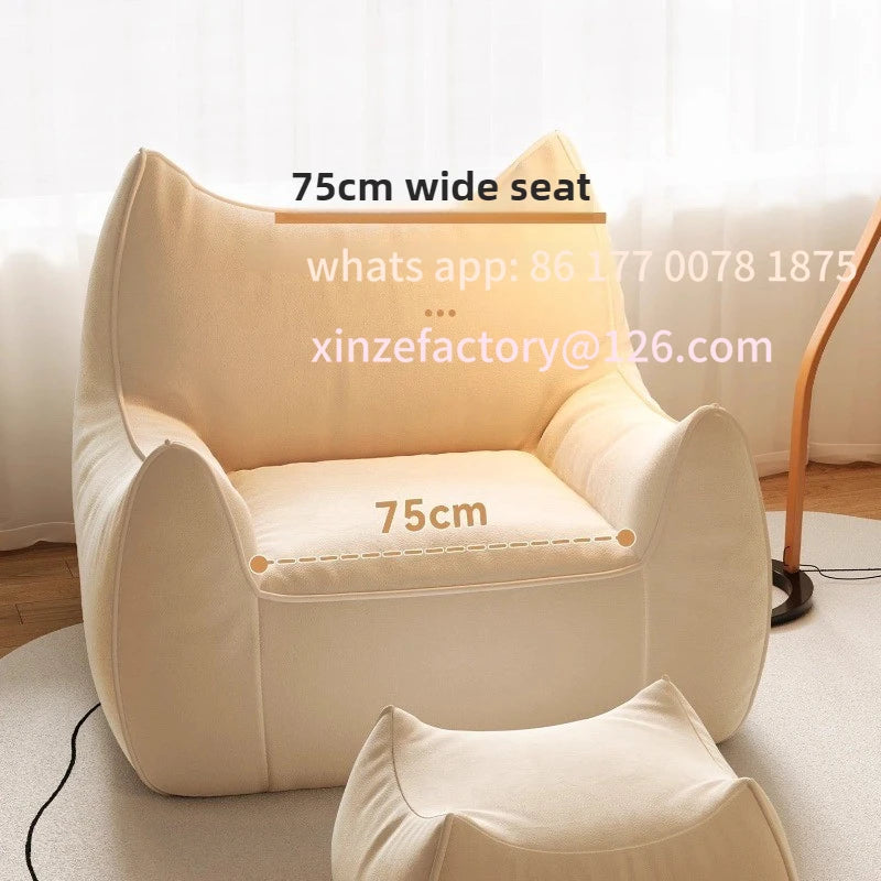 Customizable Living Room Sofas Simple Bedroom 1-person Lazy Sofa Comfortable Bean Bag Chair with Footrest Home Decoration