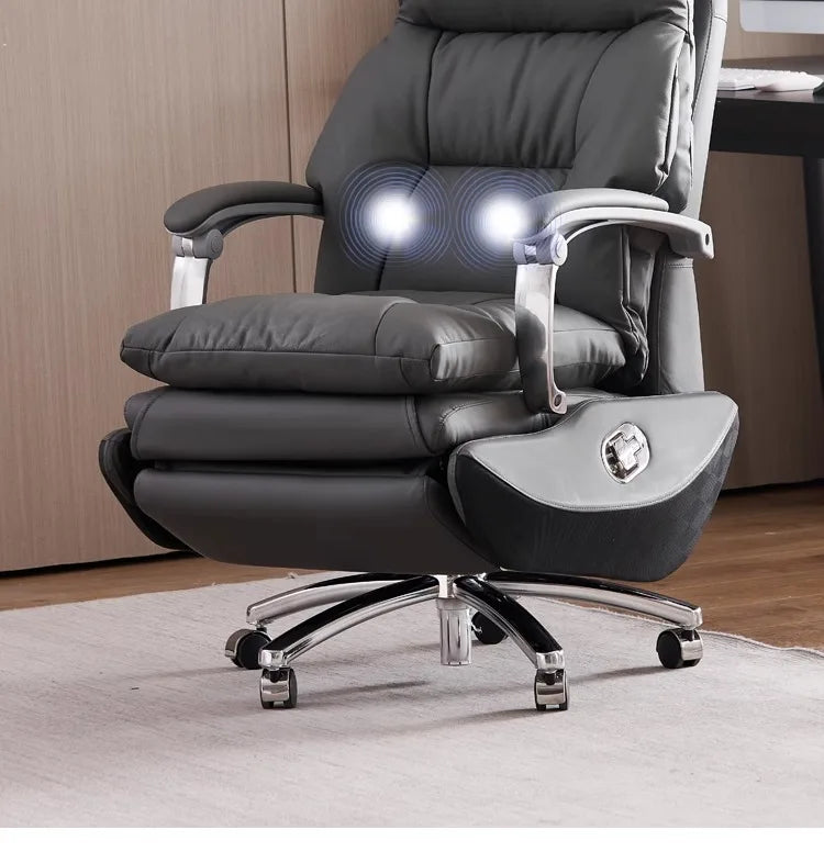 AOLIVIYA Top Layer Cowhide Electric Executive Chair for Home Office Comfortable Computer Swivel Chair Business President Reclini