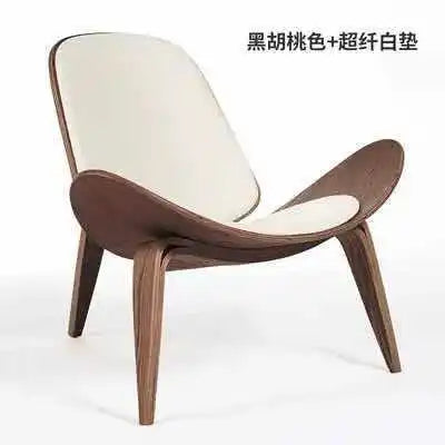 Modern Lounge Shell Chair Three-Legged Shell Chair Ash Plywood Fabric Upholstery Living Room Furniture