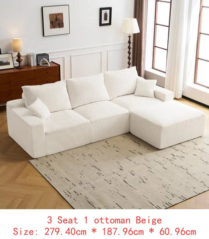 110 Inch L-Shaped Sectional Sofa, Full-Compression 3-Seat Cloud Couch with Chaise, No Assembly Needed Modular Sofa for Living