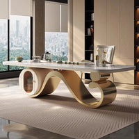 Light luxury rock slab table and chair combination modern minimalist design, creative high-end villa office tea table