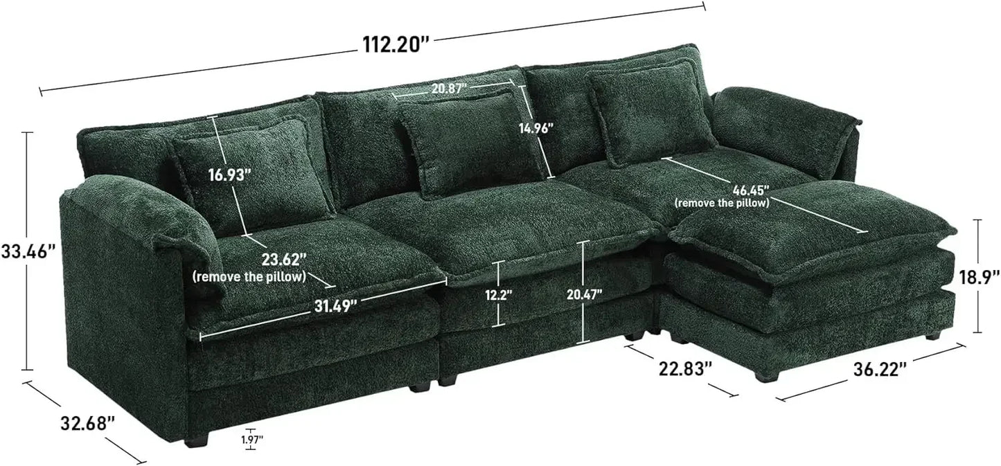 #For 112" Oversized Sectional Sofa Cloud Couch for Living Room, Chenille Modern Upholstery L Shape Sofa, Comfy Boucle Modular Sl