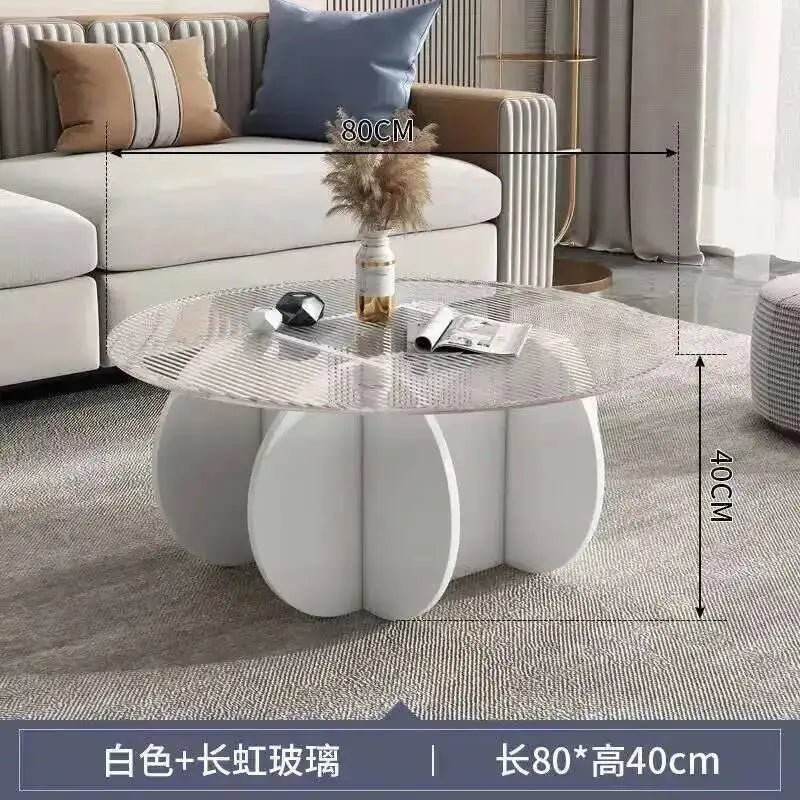 Table basse ronde en verre trempé résistant aux hautes températures, style luxe léger et créatif, stable, pour salon et maison