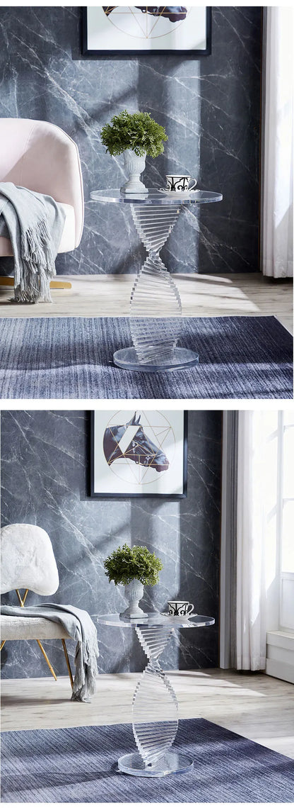 xzzSimple modern style small round table Nordic light luxury transparent corner few acrylic sofa side table