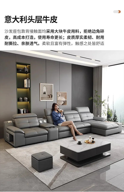 functional sofa, electric adjustable modern living room, storage princess, smart head, etc., dual-purpose leather sofa bed