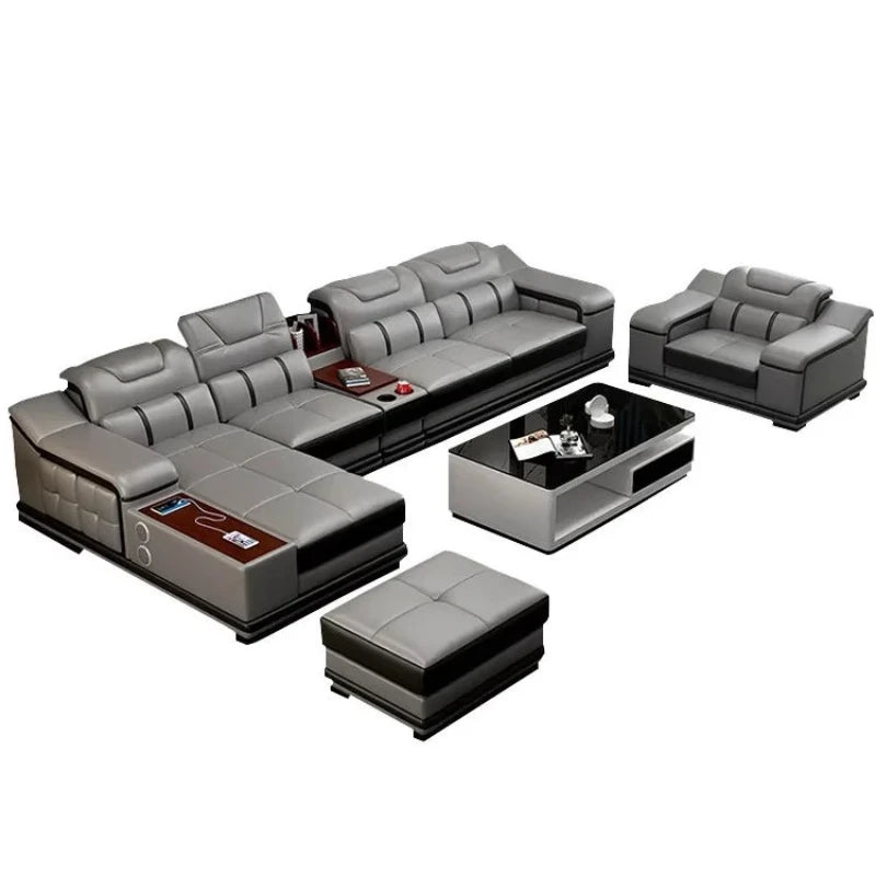 Genuine Leather Luxury Sofas Italian Minimalist Living Room Apartment Sofas Comfortable Straight Chaises De Salon Furnitures
