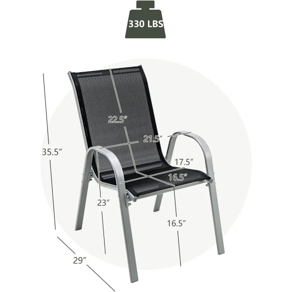 Stackable Outdoor Dining Chairs Set of 4 by Giantex - Durable Weather-Resistant with 330 lbs Capacity, Heavy-Duty Rustproof Meta