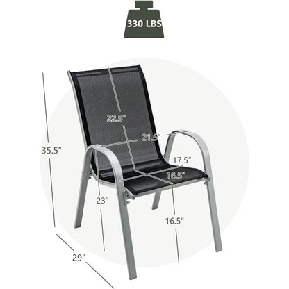 Stackable Outdoor Dining Chairs Set of 4 by Giantex - Durable Weather-Resistant with 330 lbs Capacity, Heavy-Duty Rustproof Meta