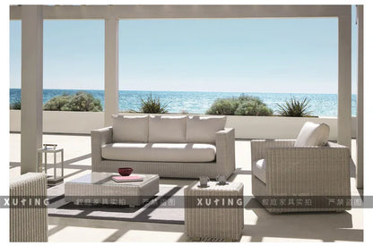 Outdoor rattan sofa combination waterproof and sun protection outdoor leisure courtyard villa balcony terrace sunroom
