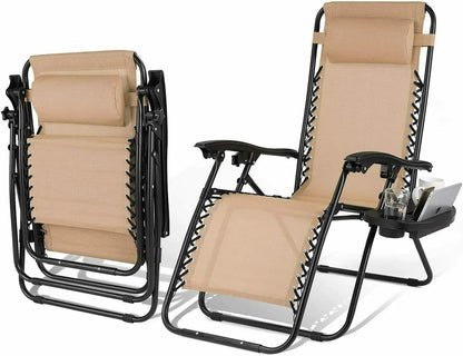 Homfa Garden Sun Lounger Set with Table Folding Adjustable Zero Gravity Recliner Chair Seat Indoor/Outdoor
