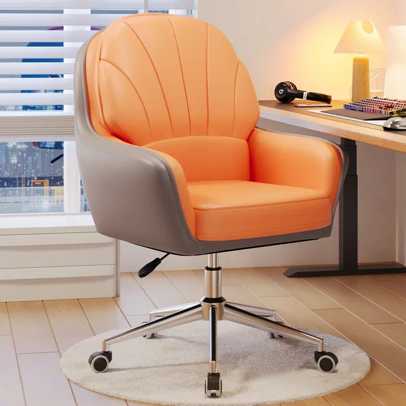 Metal Cute Vanity Makeup Chair for Girls Rotating Lift Backrest Computer Chair for Bedroom Dorm Home Office Desk