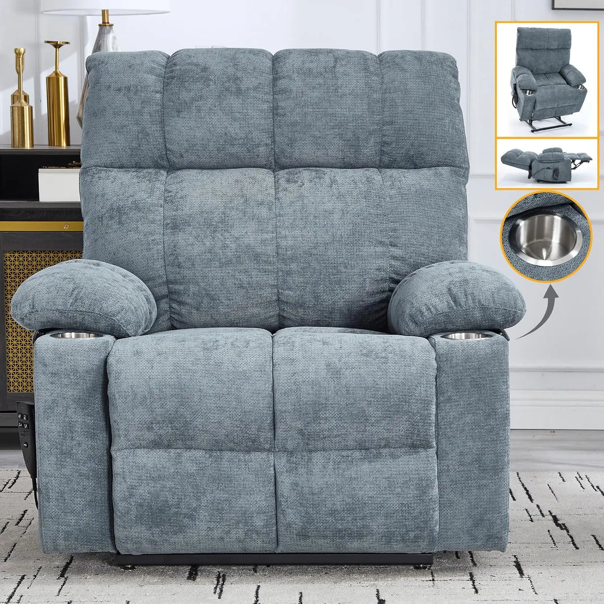 Extra Large Dual Motor Power Lift Recliner Chair, Lift Chair with Massage and Heat for Elderly, Lay Flat Recliner,, Customized