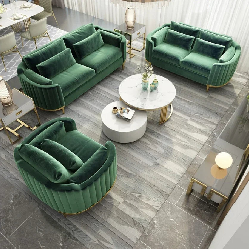 Italian Style Dubai Luxury Sofa Living Room Furniture Curved Dresser Home Sofa Set1+2+3