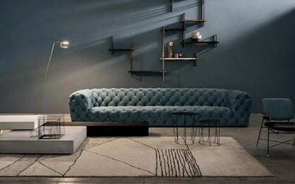 Modern Luxury Microfiber Fabric Villa Sofa Set Light Leather Love Seat for Living Room-High Quality Hot Sale Couch