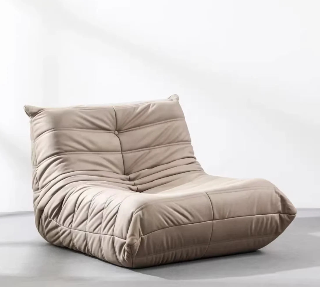 Leather lazy sofa Nordic single bedroom togo caterpillar balcony sofa chair casual leather art floor sofa