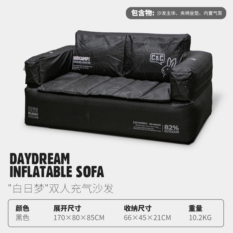 Double and Single Inflatable Sofa with Built-in Air Pump, Comfortable and Portable for Camping and Leisure Home Use
