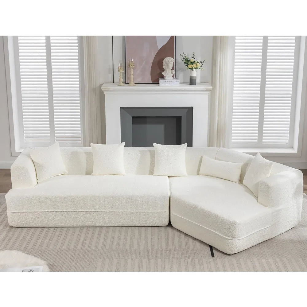 128 Cloud Sectional Couch, Upholstered Couches for Living Room Bedroom, Modern Boneless Modular Sofa with Deep Seat