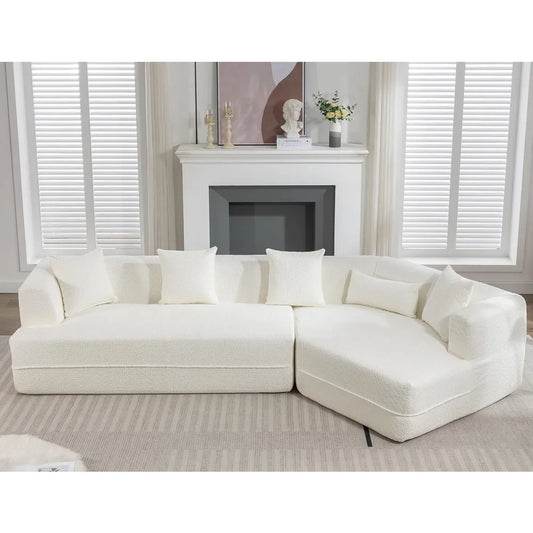 128 Cloud Sectional Couch, Upholstered Couches for Living Room Bedroom, Modern Boneless Modular Sofa with Deep Seat