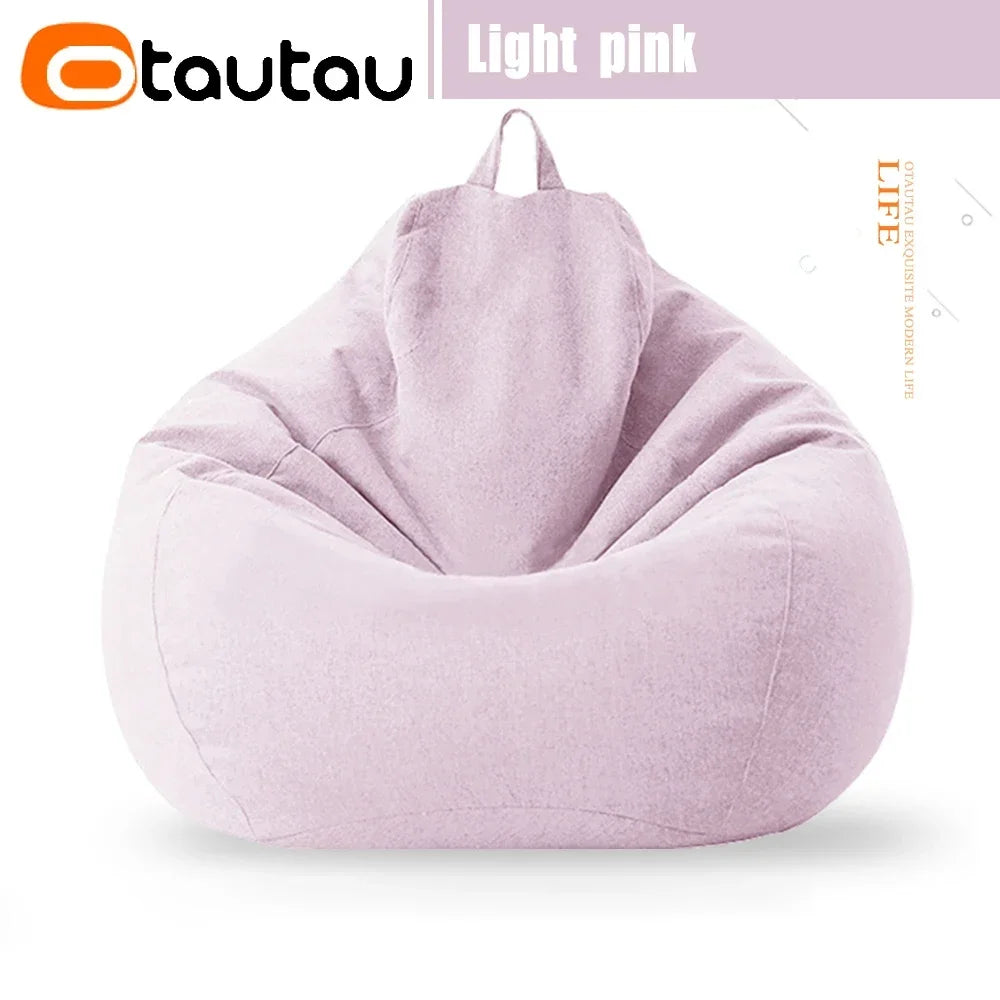 OTAUTAU Big Cotton Linen Bean Bag Cover without Filler Corner Seat Lazy Beanbag Chair Pouf Salon Ottoman Puff Lounger Sac DD002