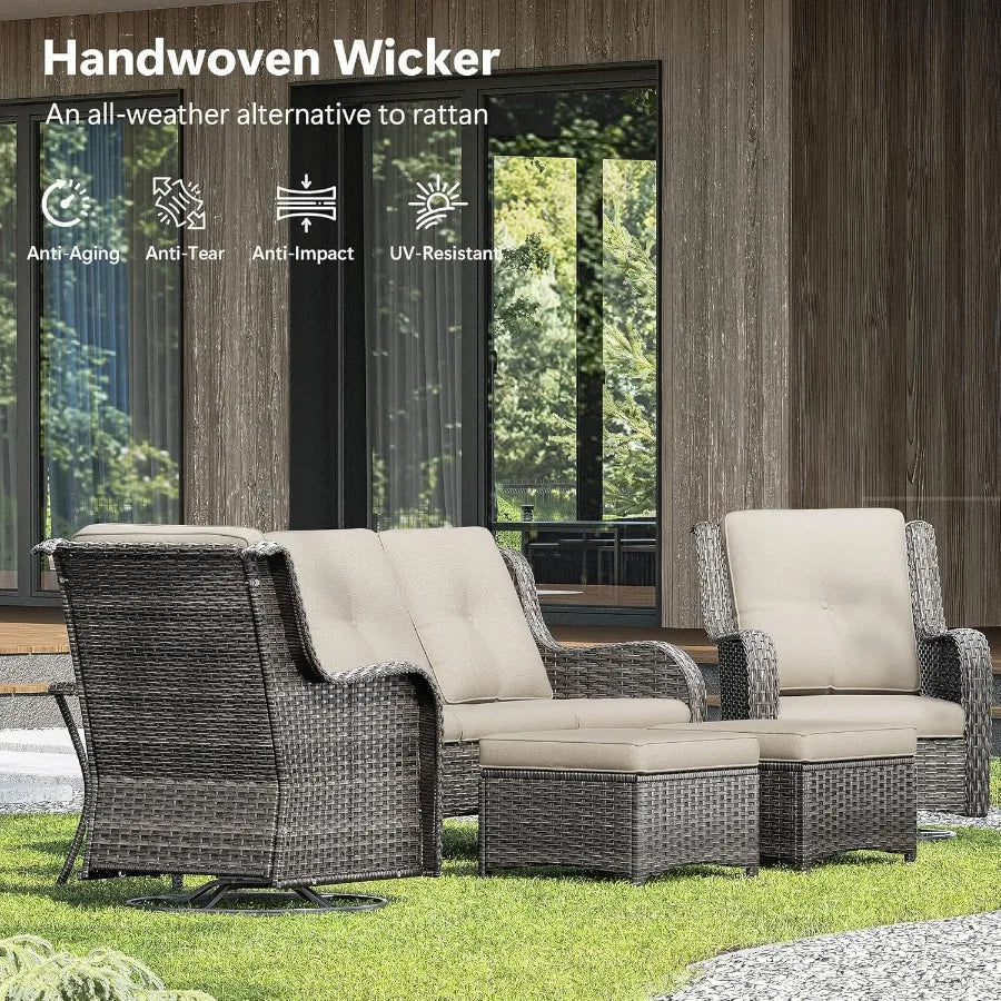 Luxury Wicker Patio Chairs Outdoor Swivel Rocking Chair with Thickened Cushions Designed for Porch and Deck Use Durable Rattan