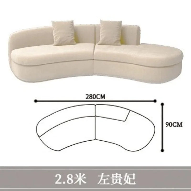Curved sofa living room, light luxury, modern Internet celebrity hotel, beauty salon, lobby lounge area, reception of guests
