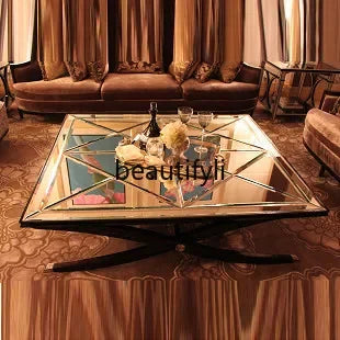 Glass coffee table post-modern square table