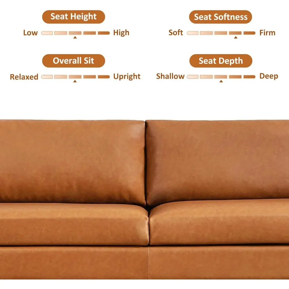 Modern Faux Leather Sofa for Small Spaces, 3 Seater, Bedroom, Office, Apartment, Living Room Couch, 80