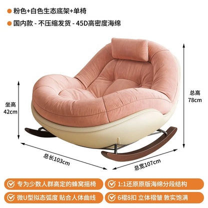 Modern Teddy Fleece Rocking Chair Upholstered Leisure Rocker Lounge Chair For Living Room Bedroom Balcony