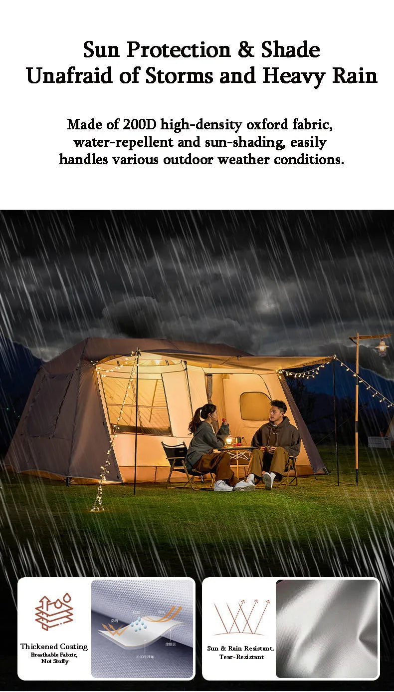 Cabin Tent 2 Room Large Family Camping Tent Automatic Quick Setup Waterproof UV Protection Outdoor 4 Season Ridge Tent