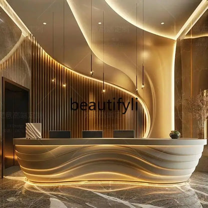 Painting front desk FRP reception desk Special-shaped creative service Bar counter Company information desk customization