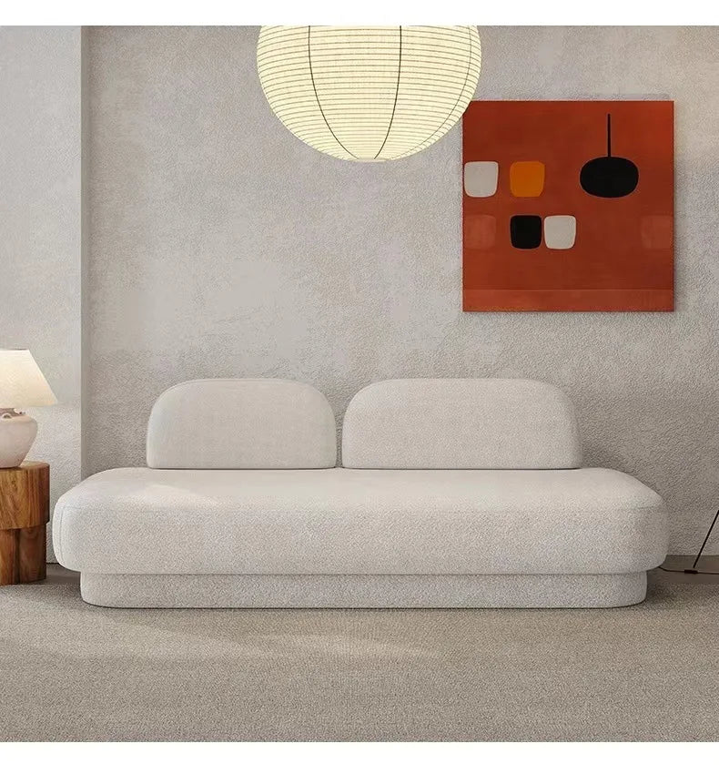 Lamb wool armless sofa, modern simple balcony living room double straight row sofa