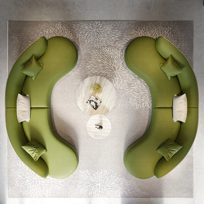 Minimalist light luxury leather sofa designer large apartment Italian large arc sofa