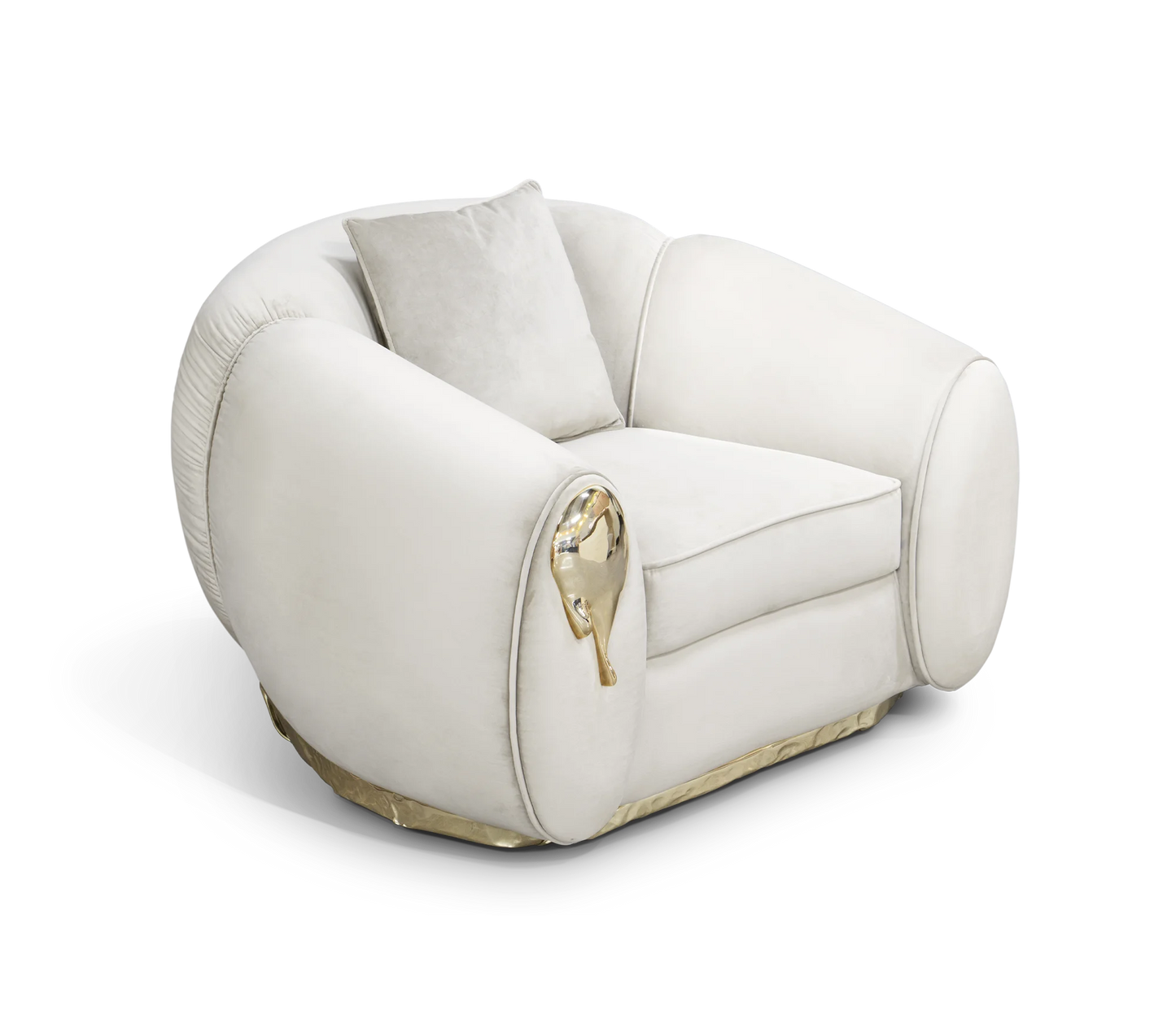 High End Home Furniture Customized Italian Design Luxury Curved Couch Living Room Sofa Set Modern Brass Base Nubuck Fabric Sofa