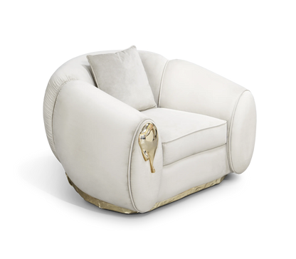 High End Home Furniture Customized Italian Design Luxury Curved Couch Living Room Sofa Set Modern Brass Base Nubuck Fabric Sofa