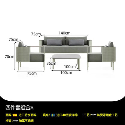 Outdoor stainless steel sofa Hotel sales office Terrace Dining table and chairs