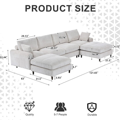 121" Modular Sectional Sofa Couch L Shaped Upholstered Sofa With Chaise Cushion Oversized 6 Seater Couches Sofas For Living Room