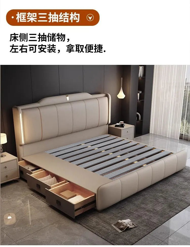 180x200 cm Double bed frame king size frame headboard with 3 drawer storage luxury home bedroom bed queen cama king furniture
